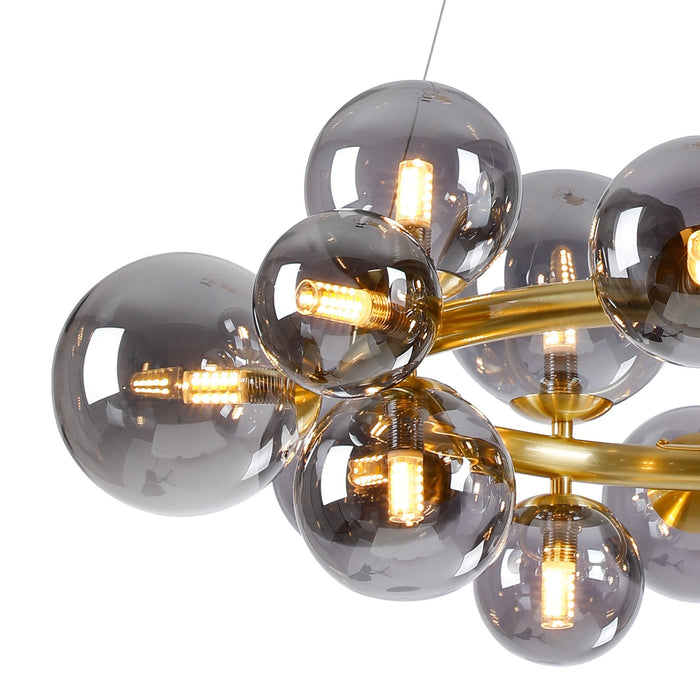 Nelson Lighting NL9320/SM9 Safady 16 Light Circular Pendant Satin Gold Smoke Plated