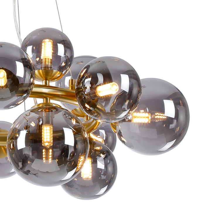 Nelson Lighting NL9320/SM9 Safady 16 Light Circular Pendant Satin Gold Smoke Plated