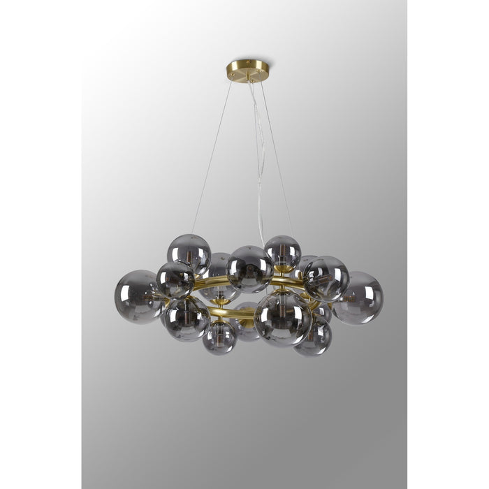 Nelson Lighting NL9320/SM9 Safady 16 Light Circular Pendant Satin Gold Smoke Plated