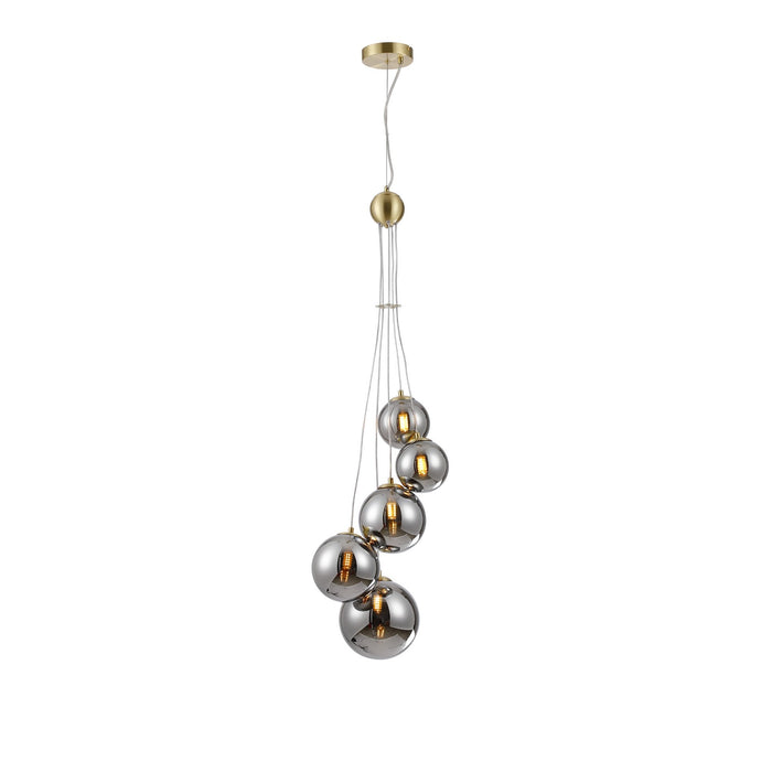 Nelson Lighting NL9321/CH9 Safady 5 Light Pendant Satin Gold Chrome Plated