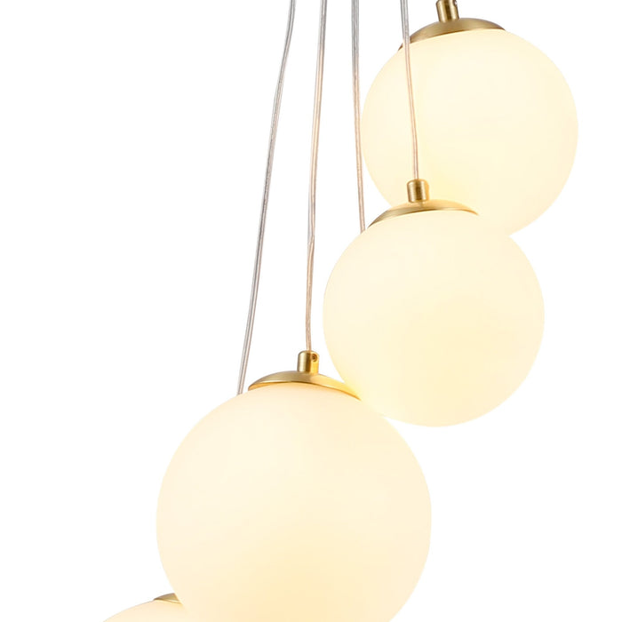 Nelson Lighting NL9321/OP9 Safady 5 Light Pendant Satin Gold Opal