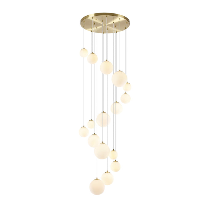 Nelson Lighting NL9322/OP9 Safady 16 Light Pendant Satin Gold Opal