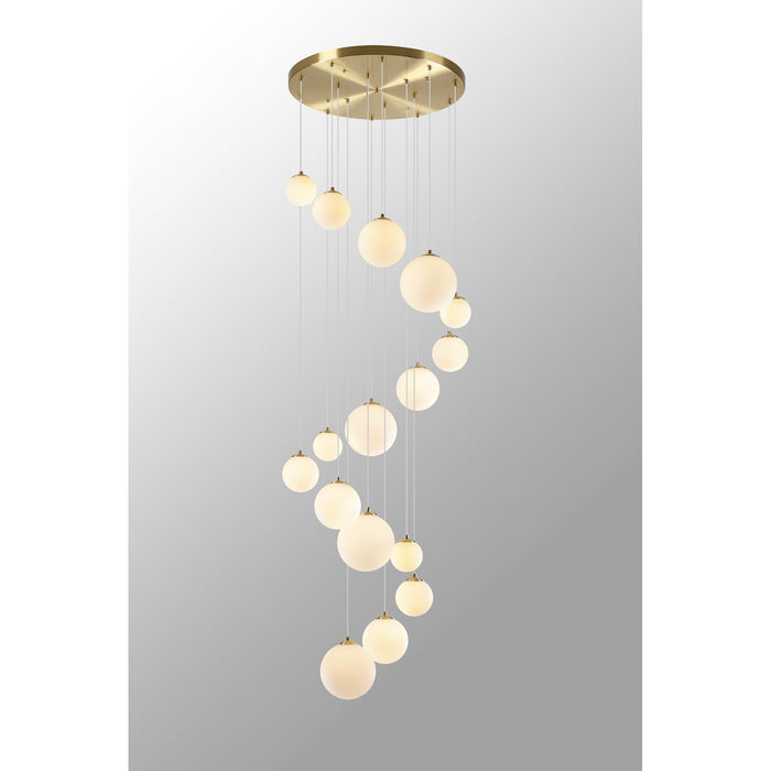 Nelson Lighting NL9322/OP9 Safady 16 Light Pendant Satin Gold Opal