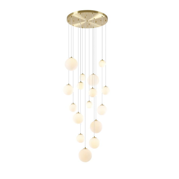 Nelson Lighting NL9322/OP9 Safady 16 Light Pendant Satin Gold Opal