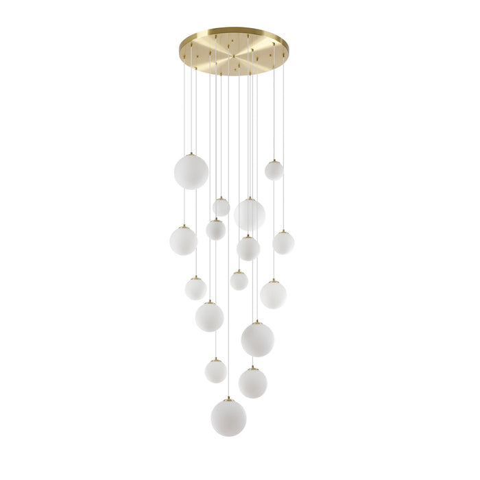 Nelson Lighting NL9322/OP9 Safady 16 Light Pendant Satin Gold Opal