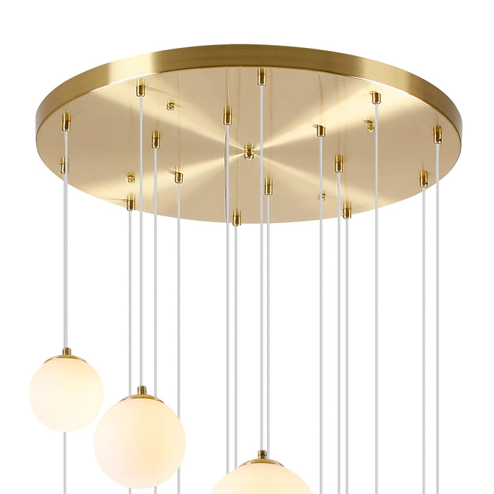 Nelson Lighting NL9322/OP9 Safady 16 Light Pendant Satin Gold Opal