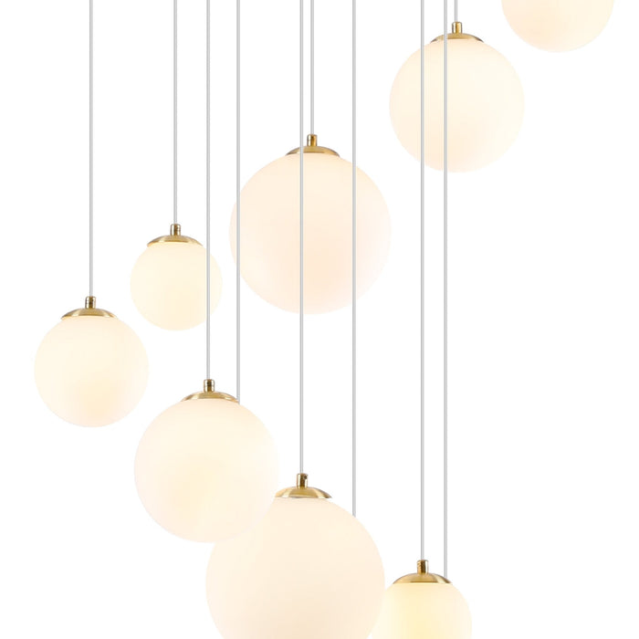 Nelson Lighting NL9322/OP9 Safady 16 Light Pendant Satin Gold Opal