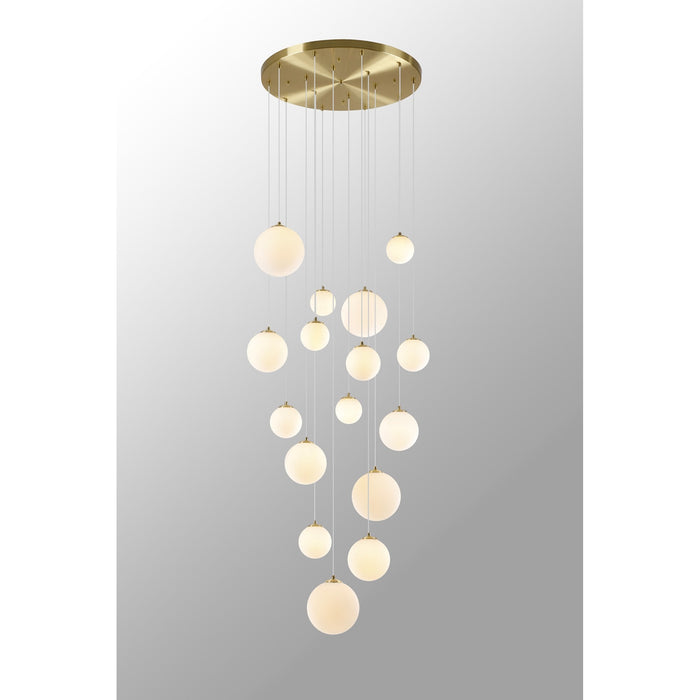 Nelson Lighting NL9322/OP9 Safady 16 Light Pendant Satin Gold Opal