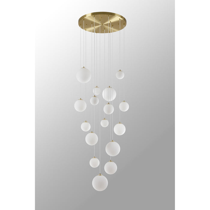 Nelson Lighting NL9322/OP9 Safady 16 Light Pendant Satin Gold Opal