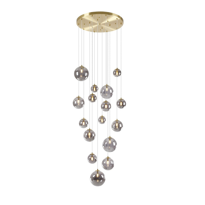 Nelson Lighting NL9322/SM9 Safady 16 Light Pendant Satin Gold Smoke Plated