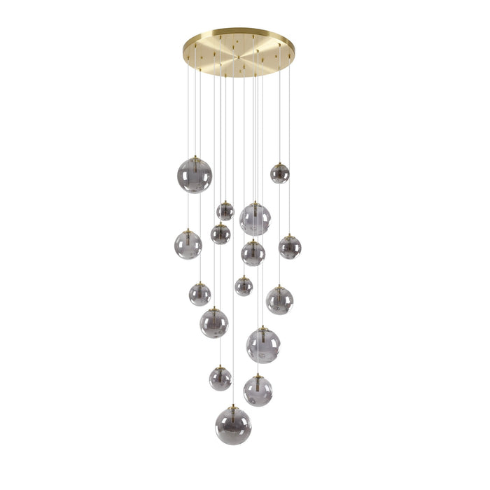 Nelson Lighting NL9322/SM9 Safady 16 Light Pendant Satin Gold Smoke Plated