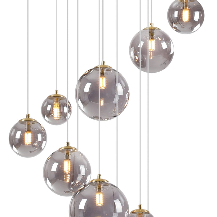 Nelson Lighting NL9322/SM9 Safady 16 Light Pendant Satin Gold Smoke Plated