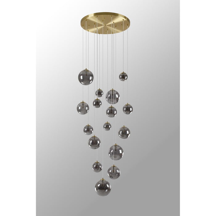 Nelson Lighting NL9322/SM9 Safady 16 Light Pendant Satin Gold Smoke Plated