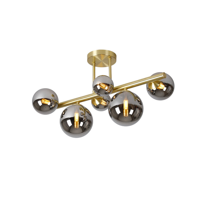 Nelson Lighting NL9323/CH9 Safady 6 Light Ceiling Light Satin Gold Chrome Plated