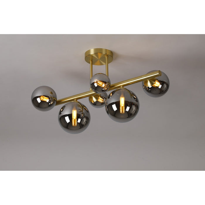 Nelson Lighting NL9323/CH9 Safady 6 Light Ceiling Light Satin Gold Chrome Plated