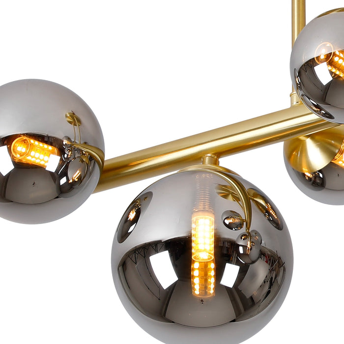 Nelson Lighting NL9323/CH9 Safady 6 Light Ceiling Light Satin Gold Chrome Plated