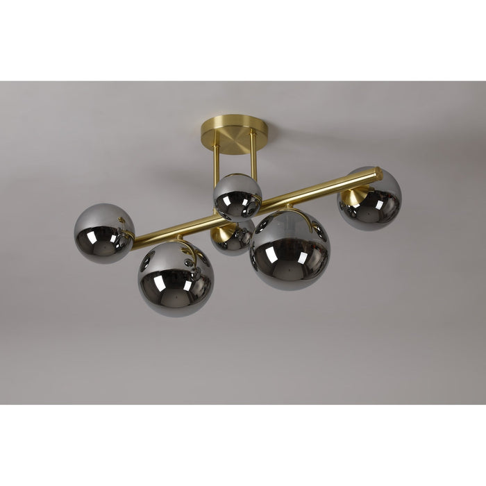 Nelson Lighting NL9323/CH9 Safady 6 Light Ceiling Light Satin Gold Chrome Plated