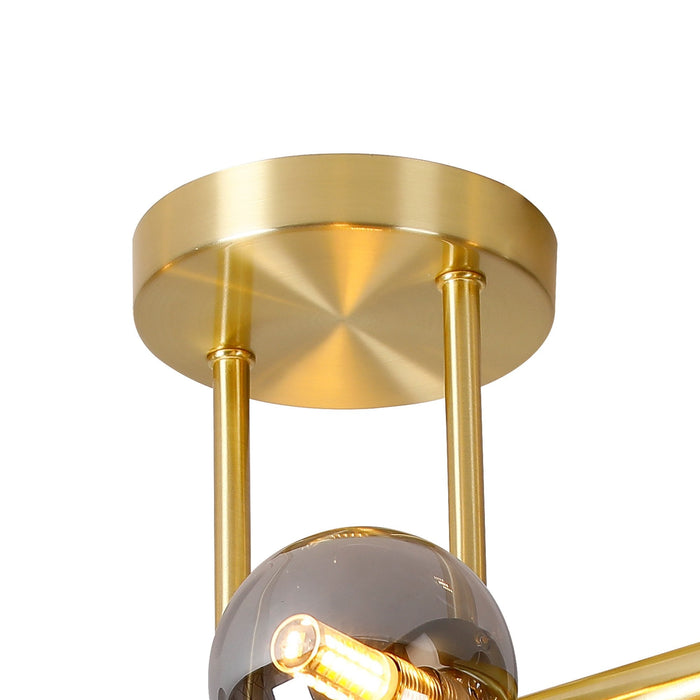 Nelson Lighting NL9323/SM9 Safady 6 Light Ceiling Light Satin Gold Smoke Plated