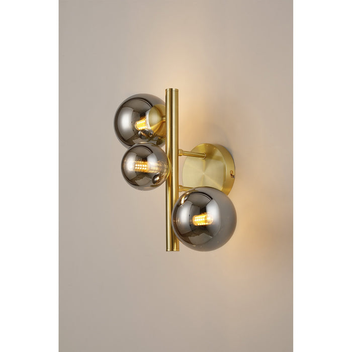 Nelson Lighting NL9324/CH9 Safady 3 Light Wall Light Satin Gold Chrome Plated