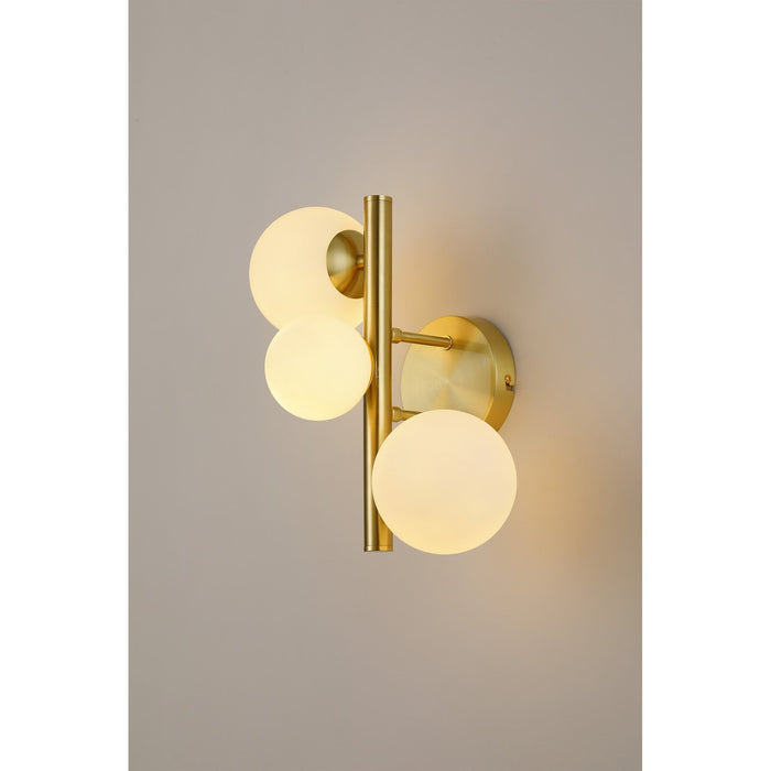 Nelson Lighting NL9324/OP9 Safady 3 Light Wall Light Satin Gold Opal