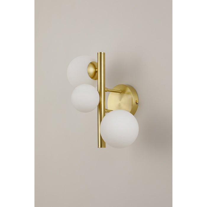 Nelson Lighting NL9324/OP9 Safady 3 Light Wall Light Satin Gold Opal