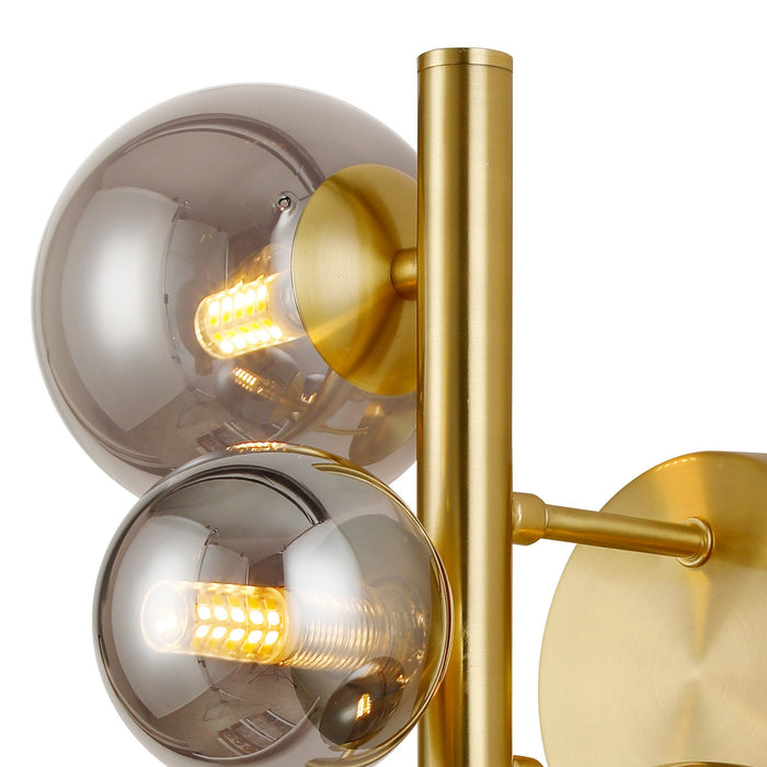 Nelson Lighting NL9324/SM9 Safady 3 Light Wall Light Satin Gold Smoke Plated