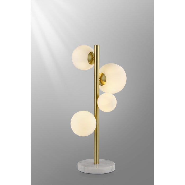 Nelson Lighting NL9326/OP9 Safady 4 Light Table Lamp Satin Gold Opal