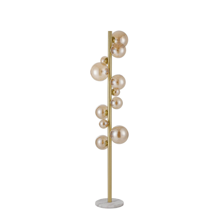 Nelson Lighting NL9327/AM9 Safady 11 Light Floor Lamp Satin Gold Amber Plated