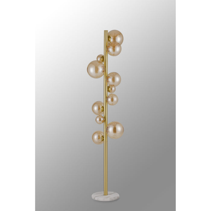 Nelson Lighting NL9327/AM9 Safady 11 Light Floor Lamp Satin Gold Amber Plated