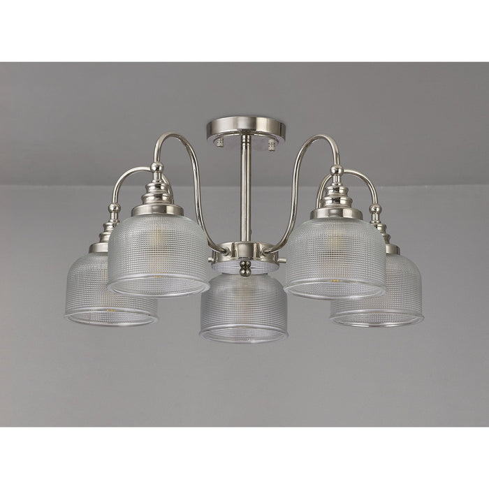 Nelson Lighting NL86069 Sakkas 5 Light Pendant/Ceiling Light Polished Nickel