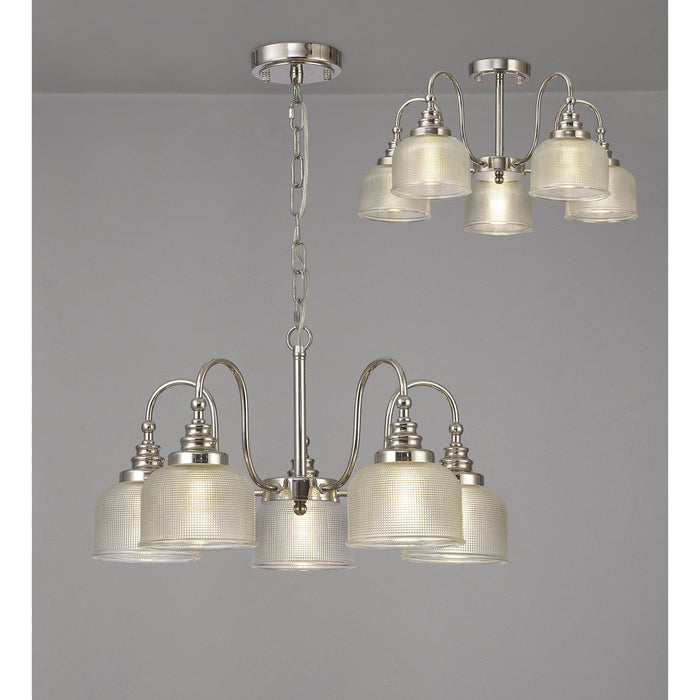 Nelson Lighting NL86069 Sakkas 5 Light Pendant/Ceiling Light Polished Nickel