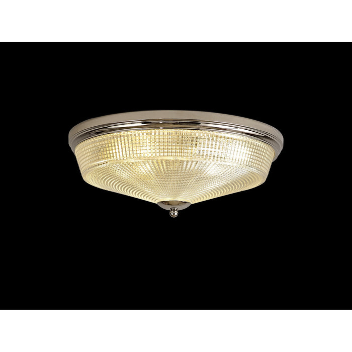 Nelson Lighting NL86099 Sakkas 3 Light Flush Ceiling Light Polished Nickel