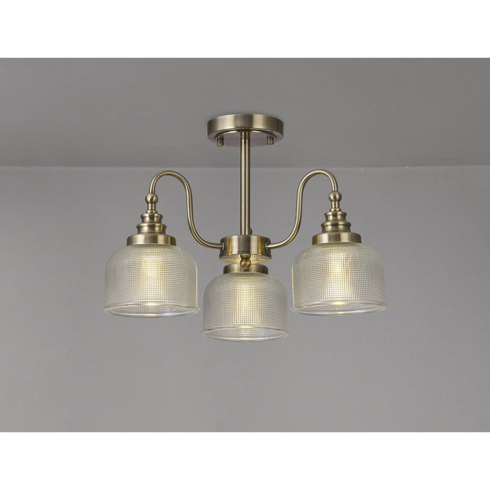 Nelson Lighting NL86179 Sakkas 3 Light Pendant/Ceiling Light Antique Brass