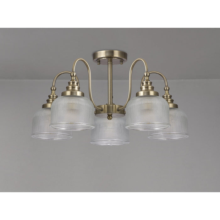 Nelson Lighting NL86189 Sakkas 5 Light Pendant/Ceiling Light Antique Brass