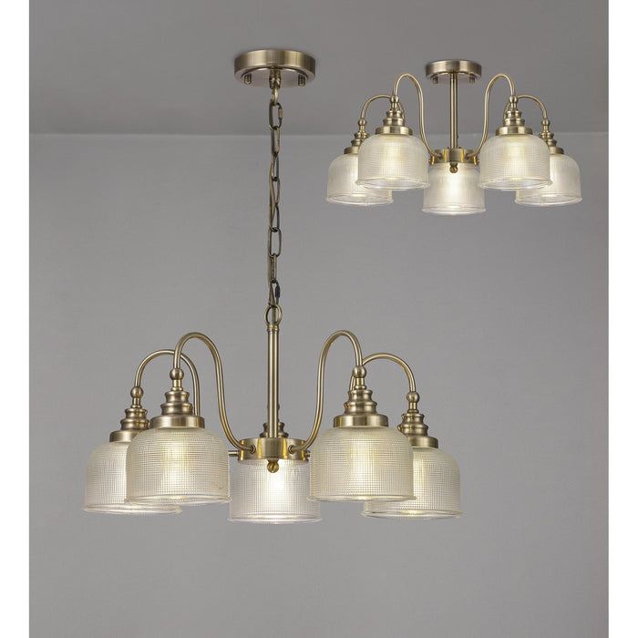 Nelson Lighting NL86189 Sakkas 5 Light Pendant/Ceiling Light Antique Brass