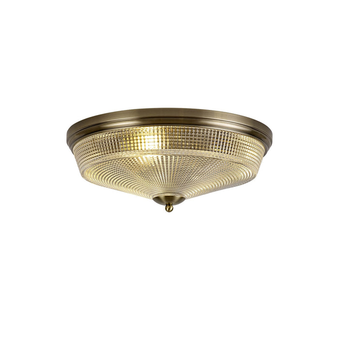 Nelson Lighting NL86219 Sakkas 3 Light Flush Ceiling Light Antique Brass