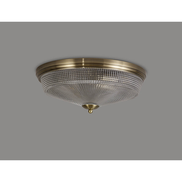 Nelson Lighting NL86219 Sakkas 3 Light Flush Ceiling Light Antique Brass