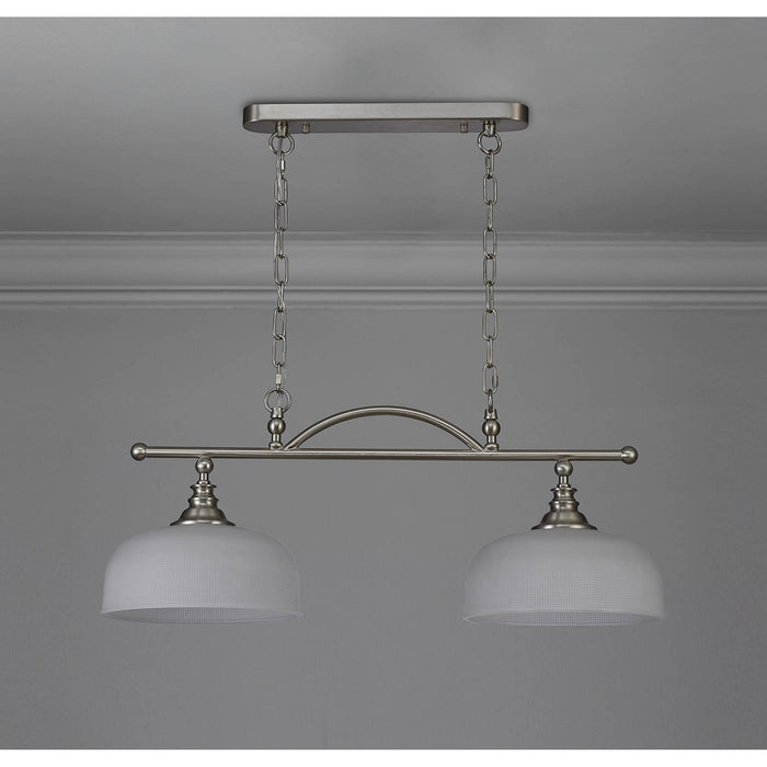 Nelson Lighting NL86279 Sakkas 2 Light Pendant/Ceiling Light Satin Nickel Frosted