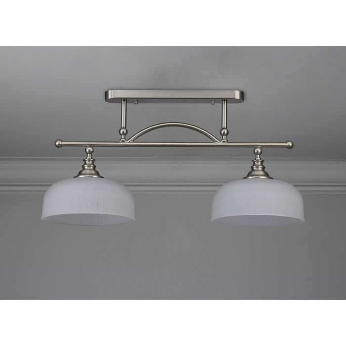 Nelson Lighting NL86279 Sakkas 2 Light Pendant/Ceiling Light Satin Nickel Frosted