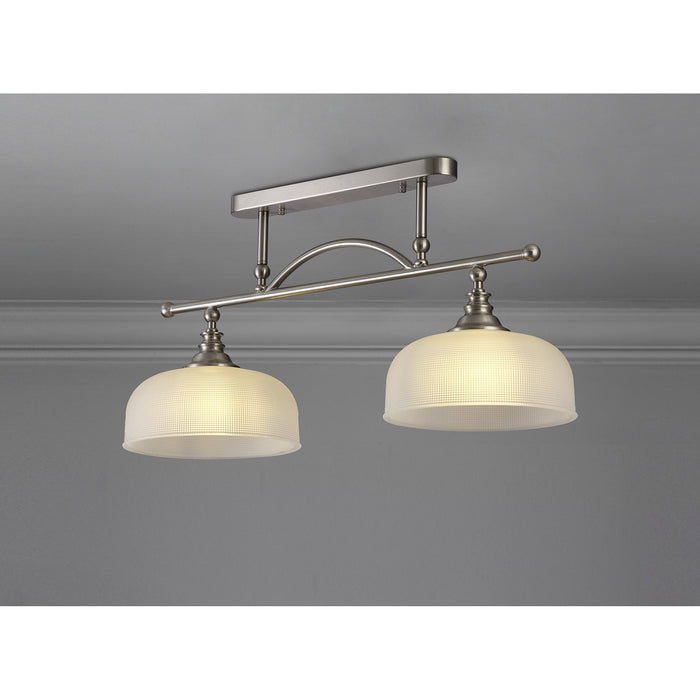 Nelson Lighting NL86279 Sakkas 2 Light Pendant/Ceiling Light Satin Nickel Frosted