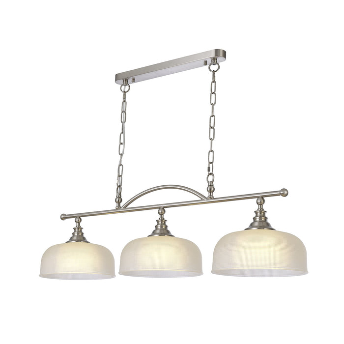 Nelson Lighting NL86289 Sakkas 3 Light Pendant/Ceiling Light Satin Nickel Frosted