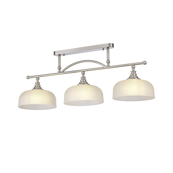 Nelson Lighting NL86289 Sakkas 3 Light Pendant/Ceiling Light Satin Nickel Frosted