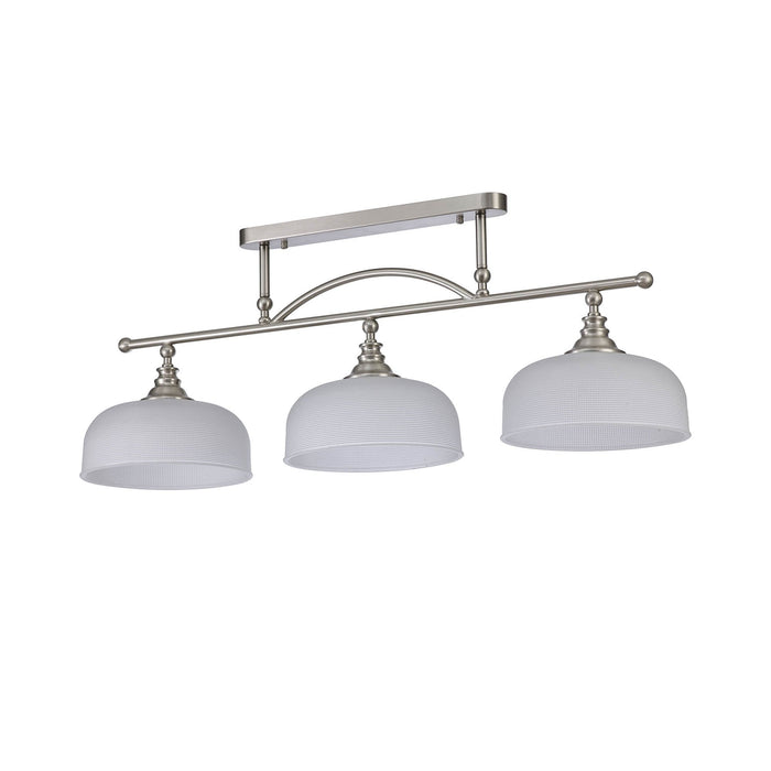 Nelson Lighting NL86289 Sakkas 3 Light Pendant/Ceiling Light Satin Nickel Frosted