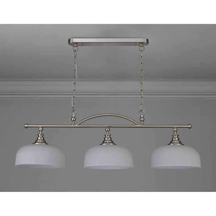 Nelson Lighting NL86289 Sakkas 3 Light Pendant/Ceiling Light Satin Nickel Frosted