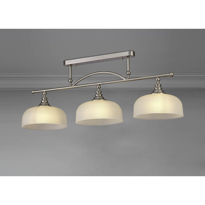 Nelson Lighting NL86289 Sakkas 3 Light Pendant/Ceiling Light Satin Nickel Frosted