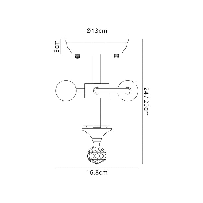 Nelson Lighting NL86879 Tabion 2 Light Ceiling Light Antique Brass