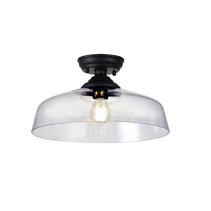 Nelson Lighting NLK16089 Tabion 1 Light Flush Ceiling Light Matt Black Clear