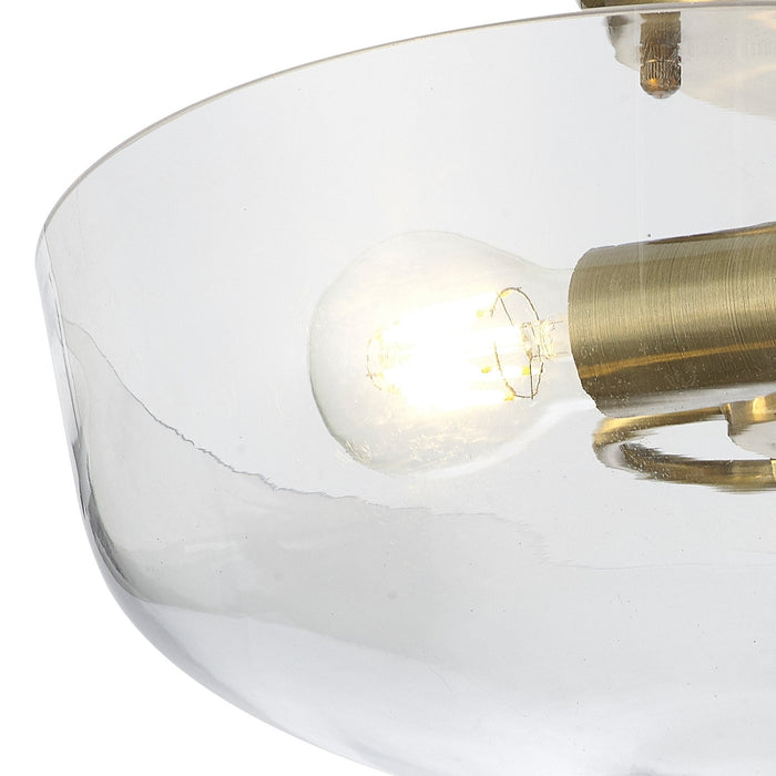 Nelson Lighting NLK16339 Tabion 2 Light Ceiling Light Antique Brass Clear