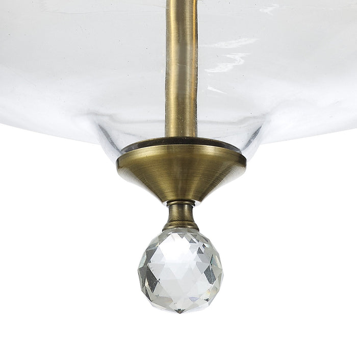 Nelson Lighting NLK16339 Tabion 2 Light Ceiling Light Antique Brass Clear