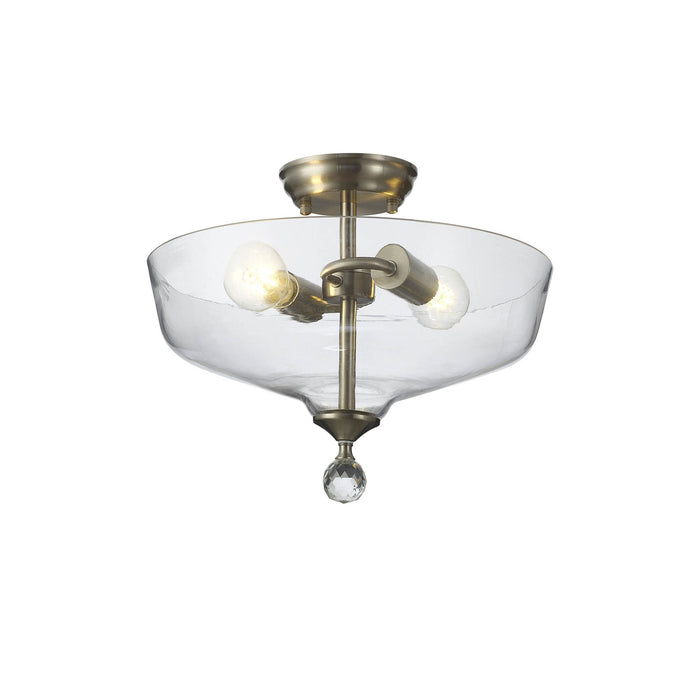 Nelson Lighting NLK16469 Tabion 2 Light Ceiling Light Satin Nickel Clear